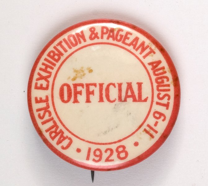 Official's badge at the 1928 Carlisle Pageant