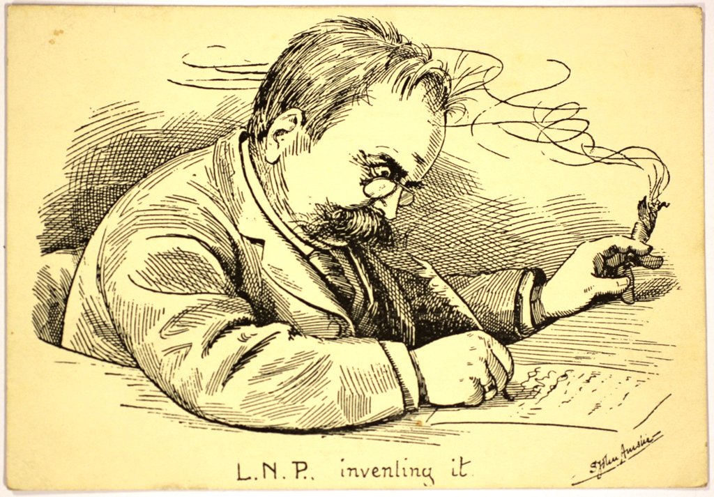 Postcard: “L.N.P. Inventing it”: Warwick County Record Office CR367/35/10. Credit: S. John Austin
