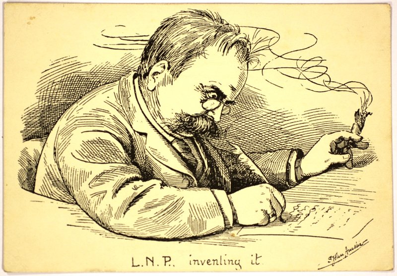 Postcard: “L.N.P. Inventing it”: Warwick County Record Office CR367/35/10. Credit: S. John Austin
